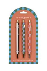 Office: Set of 3 Pens - Stripes & Checks