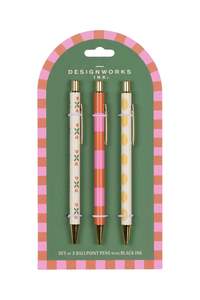 Office: Set of 3 Pens - Flower, Stripe, Lemon