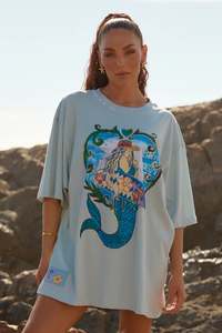 Best Selling: The Very Oversized Resting Beach Face Tee - Sky Blue