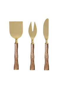Papier Hq: Gold Wood Cheese Knives Set of 3