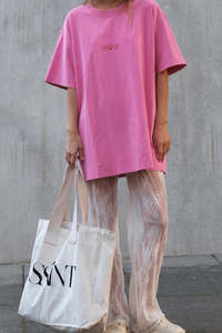 Fashion: No Vacancy Tee - Dark Pink Acid Wash