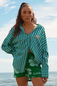 Tops 1: The Don Julio Shirt - Seas The Day - Blue & Green Stripe