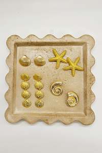 Decor Ceramics 1: Scalloped Travertine Look Tray