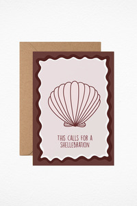 Gifts: Calls For A Shellebration Greeting Card. Brown, Wavy, Shell
