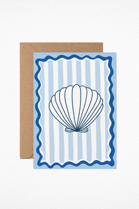 Gifts: Blue Shells Stripes - Greeting Card/ Birthday Card