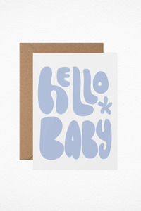 Gifts: Hello Baby Blue - Newborn Card/ Baby Shower Card