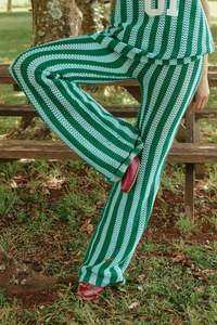 The Knit Striped Beach Pants - Green