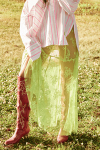 Bottoms: The Lace Maxi Skirt - Chartreuse