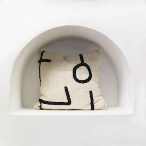 Cream and Black Geometric Shaped Cushion Cover