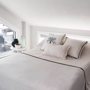 Featured: Natural Linen Throw with Black Piping