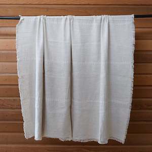 Natural Beige Throw with Cream Stitching