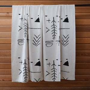 All: Beige & Black Patterned Linen Throw