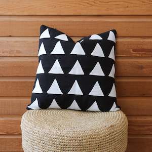 Black & White Triangle Patterned Cotton Cushion Cover