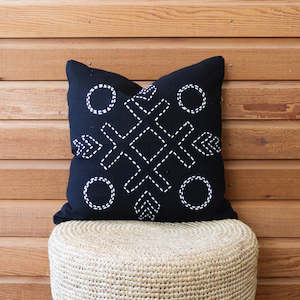 All: Black & White Stitch Pattern Cotton Cushion Cover