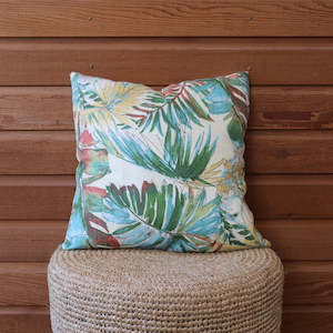 All: Tropical Colourful Palm and Cream Cotton Cushion Cover