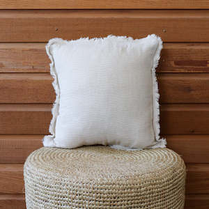 Natural Beige with Fringing Linen Cushion Cover