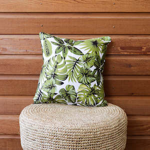 Tropical Leaf Design and Cream Cotton Cushion Cover