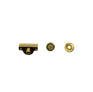 Fasteners: Wallet Fastener Set In Gold (3Pcs/Set)