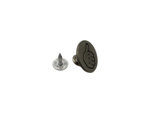 Tack Button Thumbs Up Dull Nickel (17mm)