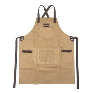 Leather Trim Waxed Canvas Apron