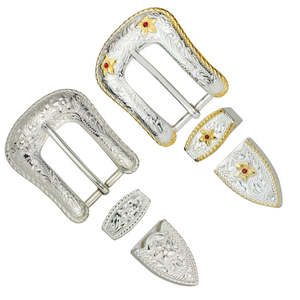 Engraved Floral 3 Pcs Buckle Set
