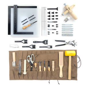 Hand Tool Bundle Sets: Leather Deluxe Workshop Starter 29 Pcs Set