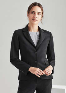 Wool Knitwear: Womens Comfort Wool Stretch 2 Button Mid Length Jacket