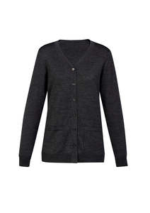 Wool Knitwear: Womens Button Front Knit Cardigan