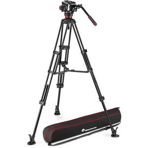 Video Tripods: Manfrotto 504X Fluid Video Head with Aluminium Twin Leg Tripod with Mid Spreader