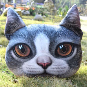 Cushions: Cute Cat Cushion L - White