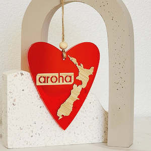Christmas Decorations: Ornament Heart 7:Aroha NZ  - HANGING ORNAMENTS