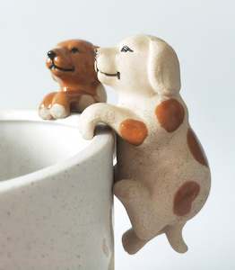 Vases Ornaments: Dog Pot Hanger White / Brow 8cm