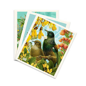 Dish Cloths: Swedish Dishcloth 3 Pack - Botanical Birds