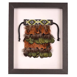 Other Wall Arts: Box Framed Korowai - Mini Green Band