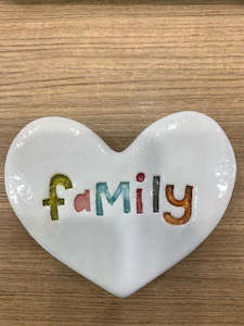 Ceramic Wall Arts: Ceramic Flat Heart Tile - Family