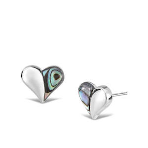 Other Earrings: Sterling Silver Heart Paua Stud