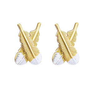 Other Earrings: Gold Huia Feather Earrings