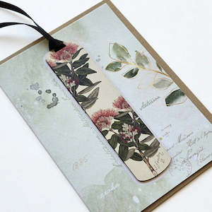 Bookmarks: Greeting Card with Bookmark- Pohutukawa