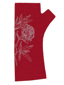 Merino Socks: Merino Fingerless Mitten - Red Peony