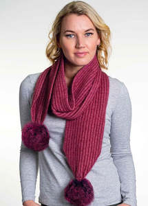 Merino Gloves: Merino Possum Fur Pom Pom Scarf KO1018