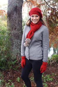 Merino Gloves: Possum Merino Cable Scarf with Fur Pompom