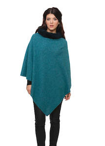 Merino Garment: Merino Possum Fur Trim Zip Poncho KO523