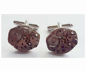Rainey Designs Timepiece Cufflinks Silver - Hexagon