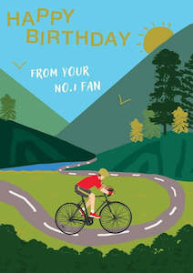 Birthday Card - Happy Birthday - No 1 Fan - Cyclist