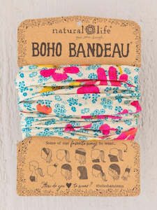 Hair Accessory: Boho Bandeau - Blue/Pink Daisies