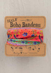 Hair Accessory: Half Boho Bandeau Coral Border Stripe