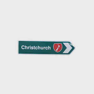 NZ Green Road Sign Magnet - Christchurch