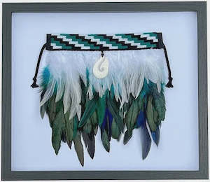 Other Wall Arts: Box Framed Korowai - Paua Fish Hook
