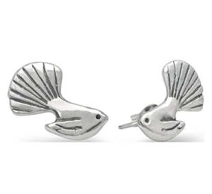 Sterling Silver Earrings Fantail Studs (In a Gift Box)