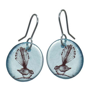 Recycled Glass Fantail Disc Earrings